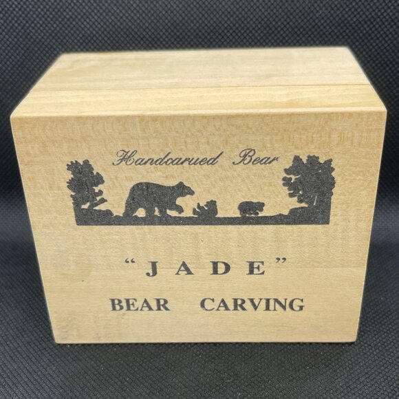 Hand Carved White Star Marble Grizzly Bear Family 3 pc Set Lot Jade Fish COA VTG - Picture 15 of 15